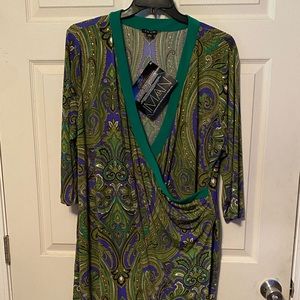 IMAN Global midi faux wrap dress